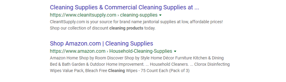 organic results for cleaning supplies