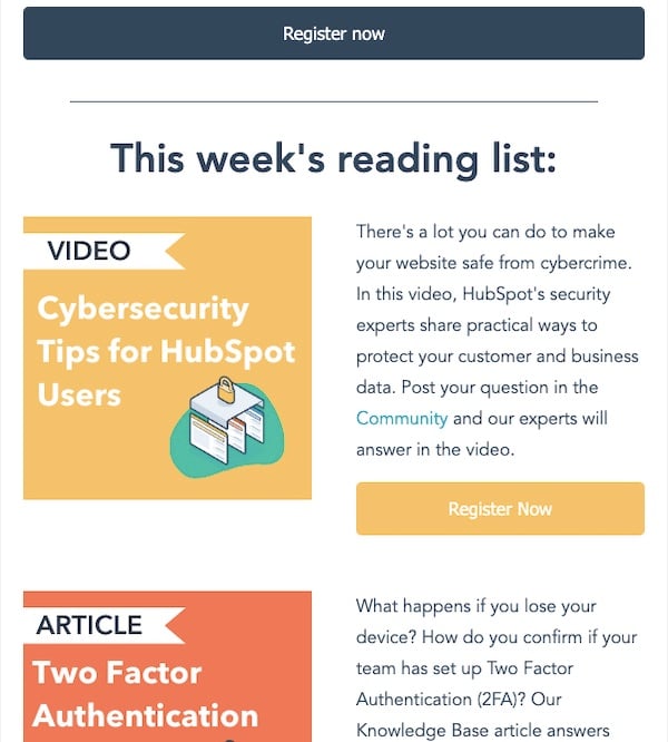 HubSpot featured content newsletter