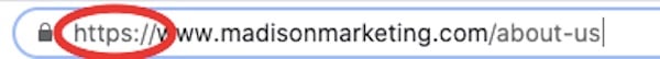 https symbol on Madison Marketing Group website