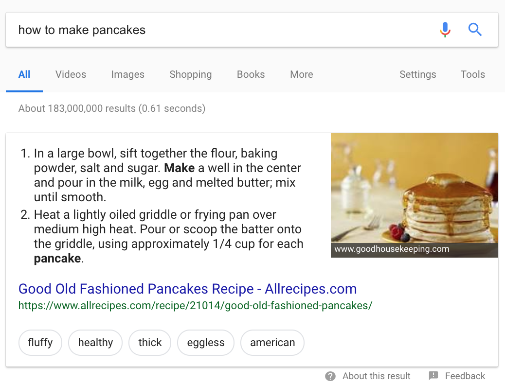 How to make pancakes search